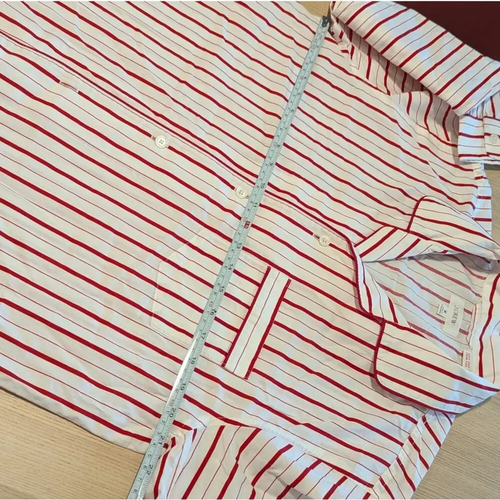 MENS Medium J. Crew Red and White Striped Cotton Pajama Set